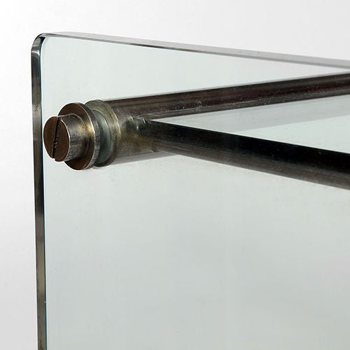 Glass and Polished Metal Console Table, Italy, 1970s For Sale 1