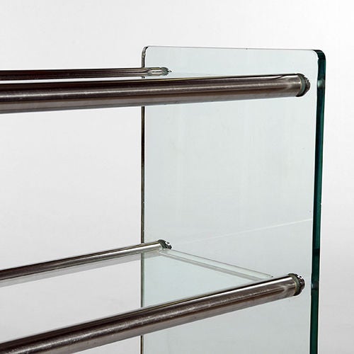 Glass and Polished Metal Console Table, Italy, 1970s For Sale 2