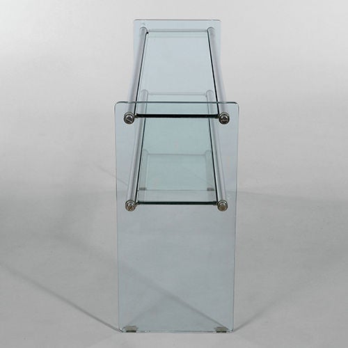 Glass and Polished Metal Console Table, Italy, 1970s In Good Condition For Sale In London, GB