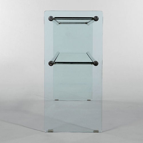 Late 20th Century Glass and Polished Metal Console Table, Italy, 1970s For Sale