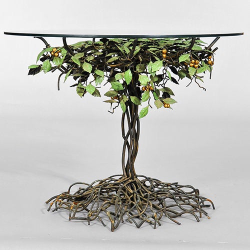 French Eccentric Tree and Roots Bronze and Iron Centre Table,