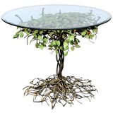 Eccentric Tree and Roots Bronze and Iron Centre Table,