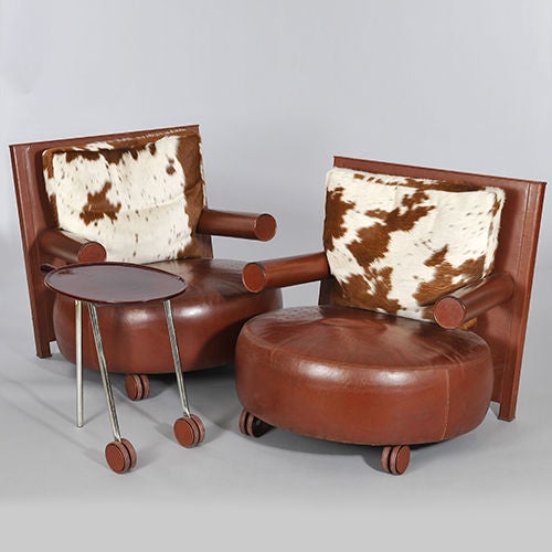 Pair of Antonio Citterio Armchairs with Side Table for B&B 1