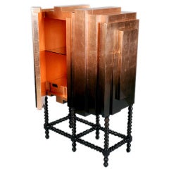 D. Manuel Lacquered Mahogany & Copper Leaf Cabinet by Pedro Sousa