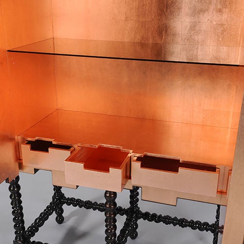 D. Manuel Lacquered Mahogany and Copper Leaf Cabinet by Pedro Sousa at ...