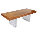 Rosewood and Perspex Executive Desk