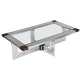 Perspex and Steel Centre Table with inlaid glass