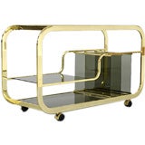 Morex Brass and Smoked Glass Trolley
