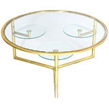 Brass Coffee Table with Rotating Cup Holders