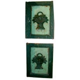 pair of 19th C carved and painted panels