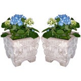 Pair of Cast Stone Planters in a "Brick" Design