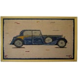 Folky Graphic Hooked Rug of a 1936 Rolls Royce Barker Body