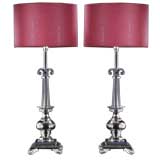 A Pair of Nickel Plated Table Lamps by Stiffel USA 1950's