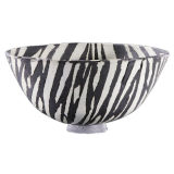 A Large Raku Ceramic Zebra Patterned Bowl by Catriona McLeod