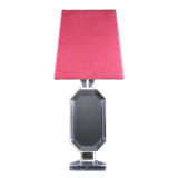 A Large Single Chunky Octagonal Shaped Clear Lucite Table Lamp