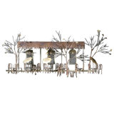 A Large Parisian Cafe Scene Metal Sculpture by Curtis Jere USA