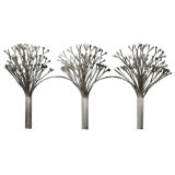 A Rare Metal Series of Three Trees Wall Sculpture by Curtis Jere