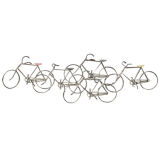 A Scene of Five Bicycles Metal Wall Sculpture by Curtis Jere USA