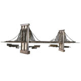 A Metal Wall Sculpture of Brooklyn Bridge by Curtis Jere USA