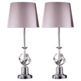 A Pair of Nickel Plated Table Lamps by Stiffel USA 1950's