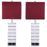 A Pair of 1970s Clear and White Acrylic Based Table Lamps