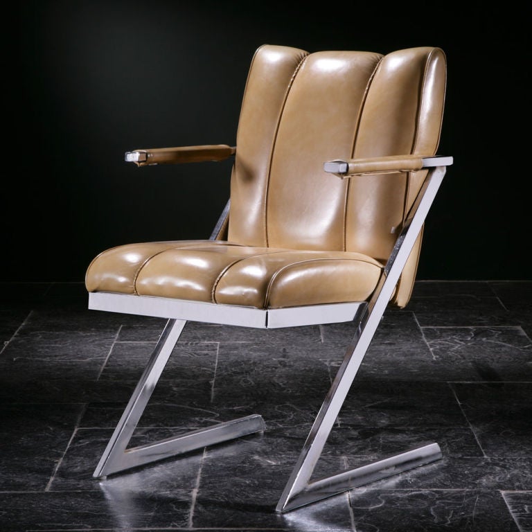 Mid-20th Century A Set of Six Nickel Plated Z Shaped Dining Chairs 1950s