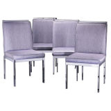 A Set of Four Upholstered Nickel Plated Chairs 1970s