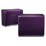 A Pair of Purple Lacquered Commodes designed by Milo Baughman