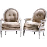 A Pair of 1940's French Lacquered Bergere Chairs