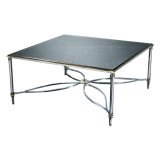 A Maison Jansen Designed Steel and Brass Coffee Table 1980s