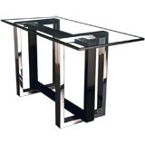A 1980s Nickel Plated and Black Lacquered Console Table