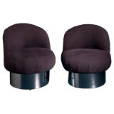 A Pair of Purple Upholstered Laminated Steel Based Chairs USA