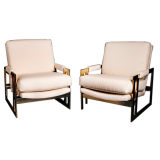 A Pair of Gold Framed Kagan designed Armchairs for Thayer Coggin