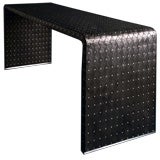 A 1970s Italian Black Leather Plaited and Studded Console Table