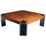 A Burr and Chrome Coffee Table Designed by Milo Baughman