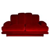A Small Art Deco Style Sofa in Red Velvet 1970s