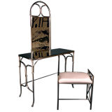 An Italian Nickel Plated Dressing Table and Stool 1960s Retro An Italian Nickel Plated Dressing Table and Stool 1960s