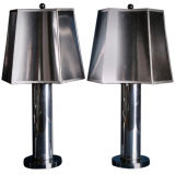 A Pair of Chrome Lamps with Shades 1970
s