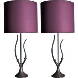 A Pair of Chrome and Lucite Table Lamps by the Laurel Lamp Co.