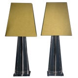 A Pair of 1970s Lucite Pyramid Shaped Table Lamps USA
