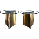 A Double Pedestal Brass Based Dining table by Mastercraft