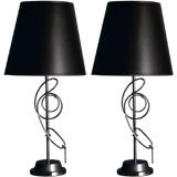 Vintage A Pair of Rembrandt Lamps with Nickel Rings USA 1960s