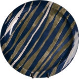 A Large Blue & Green Raku Pottery Plate by Catriona McLeod 2007