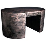 A Late 20th Century Faux Marble Oval Lacquered Desk A Late 20th Century Faux Marble Oval Lacquered Desk