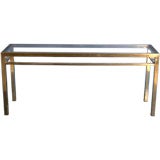 A 1960s Rectangular Brass and Glass Console Table by Mastercraft
