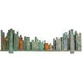A Brooklyn Bridge Patinated Metal Wall Sculpture by Curtis Jere