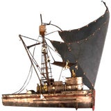 A Metal Boat Wall Sculpture titled "Maria" by Curtis Jere USA