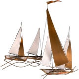 A Scene of Four Sailing Boats Metal Wall Sculpture USA