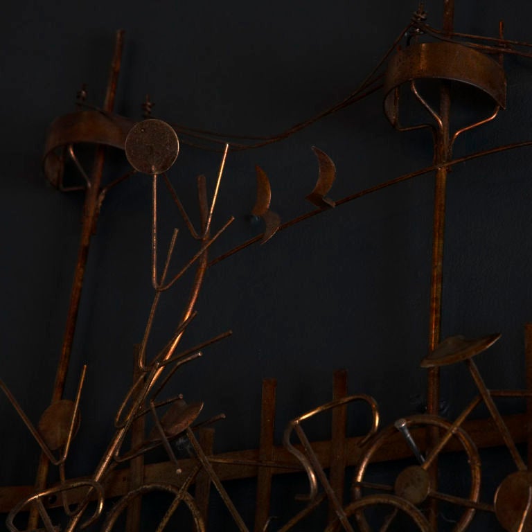 A Metal Wall Sculpture Scene of Bicycles by Curtis Jere USA 2