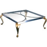 A 1960s Cabriole Brass Legged Nickel Plated Framed Coffee Table